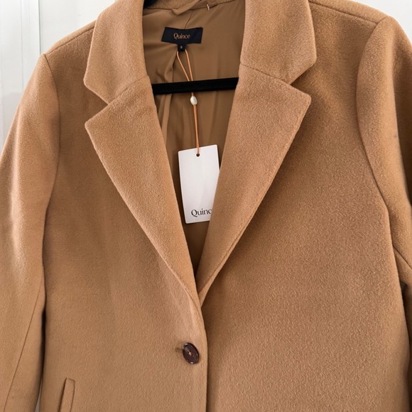 Quince Wool Cashmere Classic Single-Breasted Coat Caramel Tan Small NWT - Picture 2 of 6